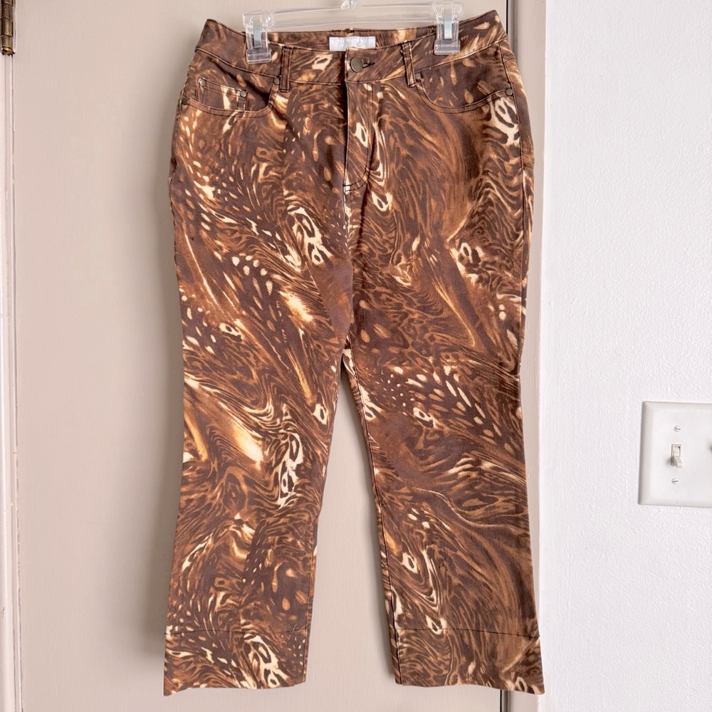 Vintage Votre Nom Brown Animal Patterned Capri Pants
